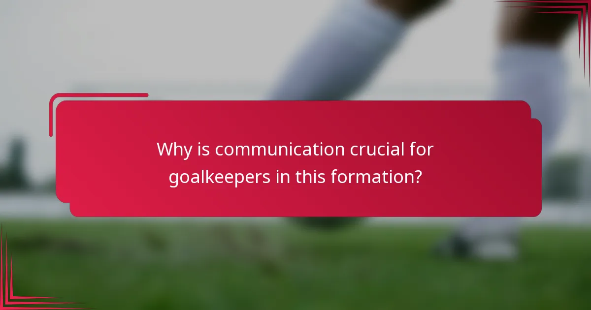 Why is communication crucial for goalkeepers in this formation?